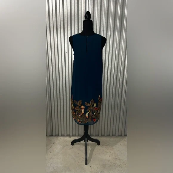 Womens Anthropologie Bhanuni by Jyoti Blue Floral Rayon Tunic Dress Size Small - Picture 3 of 5